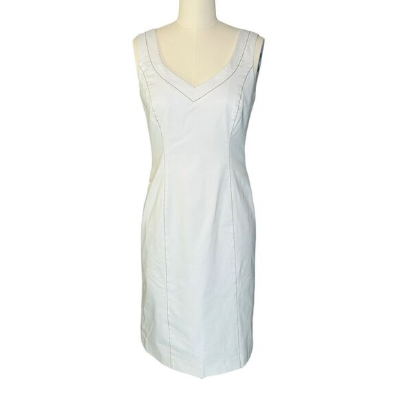 Agnona Cream Contrast Stitch Sleeveless Sheath Dress| Size 6 - Picture 1 of 12